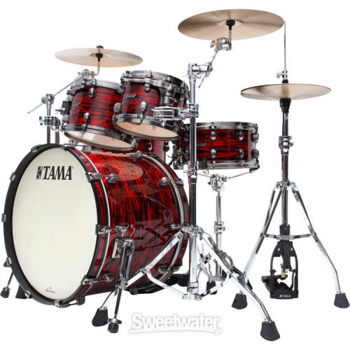  Tama Starclassic Maple MR42TZUS 4-piece Shell Pack - Red Oyster with Smoked Black Nickel Hardware