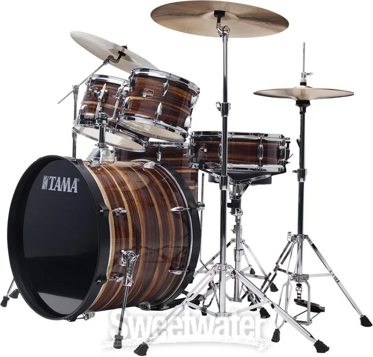 Tama Imperialstar IE52C 5-piece Complete Drum Set with Snare Drum and Meinl Cymbals - Coffee Teak Wrap
