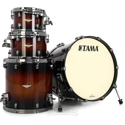  Tama Starclassic Maple ME42TZBS 4-piece Shell Pack - Tobacco Sunburst Movingui with Black Nickel Hardware Demo