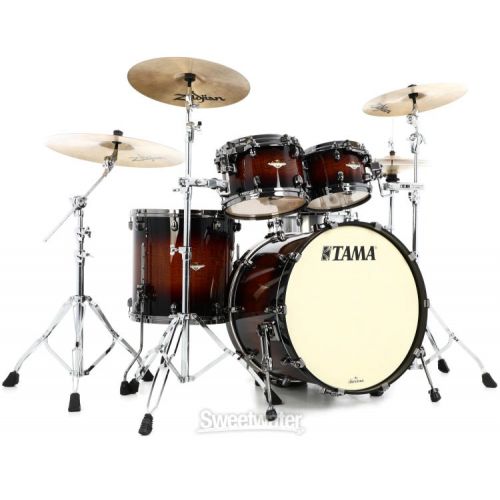  Tama Starclassic Maple ME42TZBS 4-piece Shell Pack - Tobacco Sunburst Movingui with Black Nickel Hardware Demo