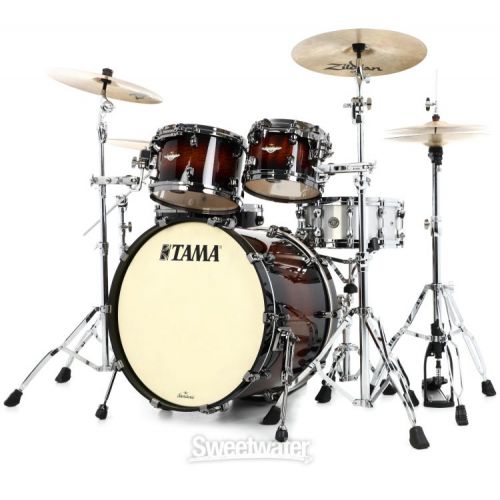  Tama Starclassic Maple ME42TZBS 4-piece Shell Pack - Tobacco Sunburst Movingui with Black Nickel Hardware Demo