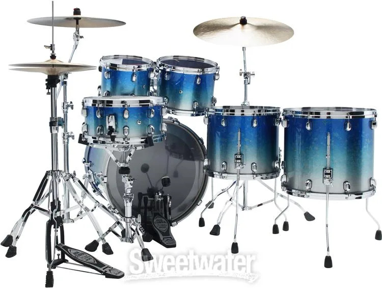  Tama Starclassic Walnut/Birch WBS52LS 5-piece Shell Pack - Molten Blue Ice Fade