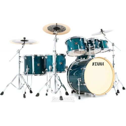  Tama Superstar Classic CL72S 7-piece Shell Pack with Snare Drum - Gloss Sapphire Lacebark Pine