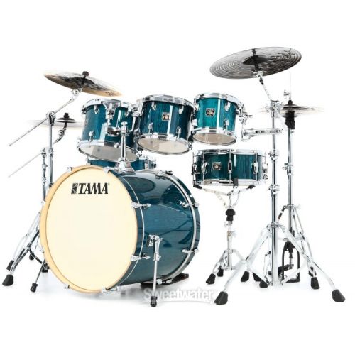  Tama Superstar Classic CL72S 7-piece Shell Pack with Snare Drum - Gloss Sapphire Lacebark Pine