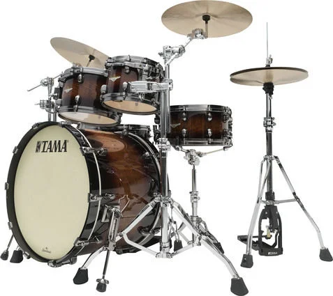  Tama Starclassic Maple ME42TZUS 4-piece Shell Pack - Tobacco Sunburst Movingui - Smoked Black Nickel Hardware