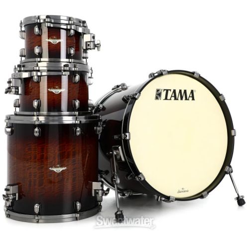  Tama Starclassic Maple ME42TZUS 4-piece Shell Pack - Tobacco Sunburst Movingui - Smoked Black Nickel Hardware