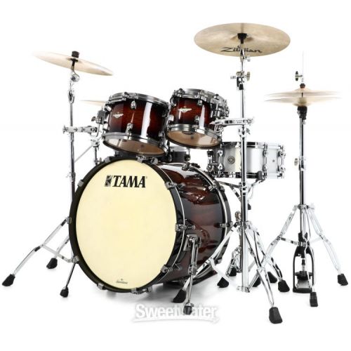  Tama Starclassic Maple ME42TZUS 4-piece Shell Pack - Tobacco Sunburst Movingui - Smoked Black Nickel Hardware