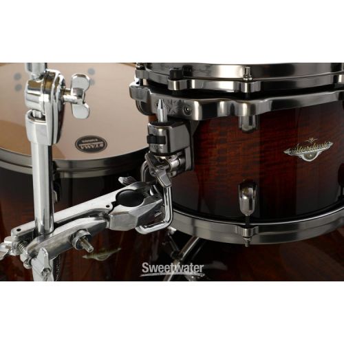  Tama Starclassic Maple ME42TZUS 4-piece Shell Pack - Tobacco Sunburst Movingui - Smoked Black Nickel Hardware