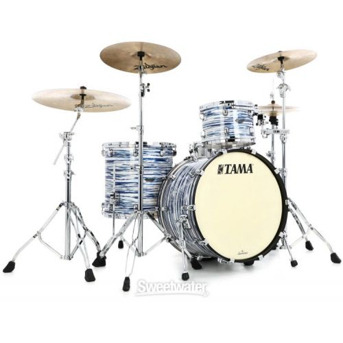  Tama Starclassic Maple MR32CZS 3-piece Shell Pack - Blue and White Oyster with Chrome Hardware