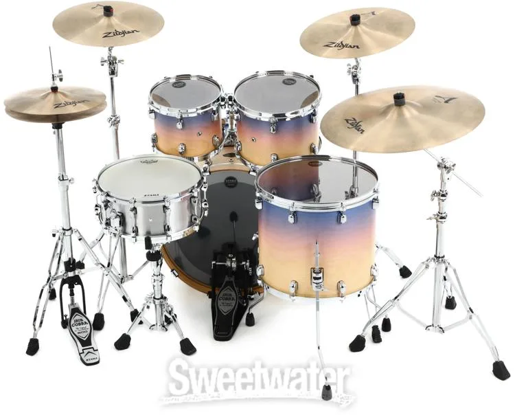  Tama Starclassic Walnut/Birch WBS42S 4-piece Shell Pack - Satin Purple Atmosphere Fade