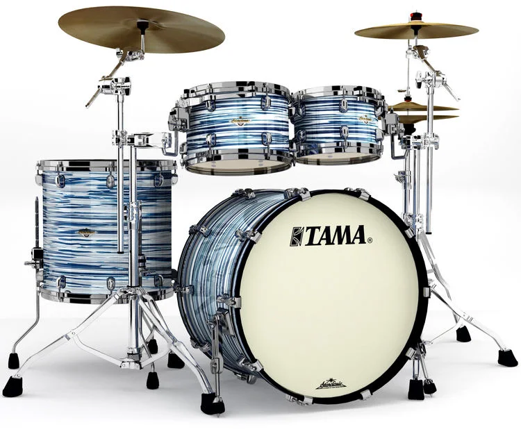  Tama Starclassic Maple MR42TZBNS 4-piece Shell Pack - Blue and White Oyster with Black Nickel Hardware