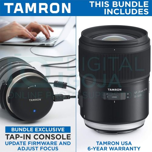 탐론 Tamron SP 35mm f/1.4 Di USD Lens for Nikon F + Tamron Tap-in Console with Altura Photo Essential Accessory and Travel Bundle