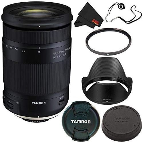 탐론 Tamron 18-400mm f/3.5-6.3 Di II VC HLD Lens Nikon F (International Model) + 72mm UV Filter + Lens Cap Keeper + Microfiber Cloth Bundle