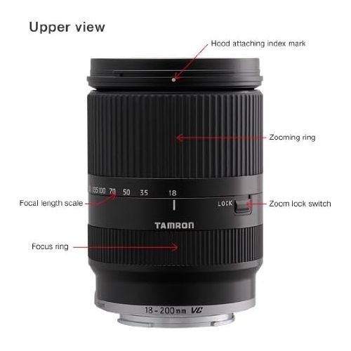 탐론 Tamron 18-200mm Di III VC (Black) for Sony E-mount Mirrorless Interchangeable-Lens Camera (Model B011) - International Version (No Warranty)