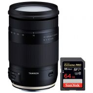 Tamron 18-400mm f/3.5-6.3 Di II VC HLD All-In-One Zoom Lens for Canon Mount (AFB028C-700) with Sandisk Extreme PRO SDXC 64GB UHS-1 Memory Card