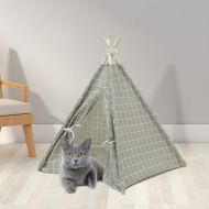 Tanen Tech Pet Teepee Tent for Dogs Puppy Cat Bed Portable White Canvas Dog Cute House Indoor Outdoor Tent Small Medium Pet Teepee with Floor Mat 24inch Pet Teepee by Tanen