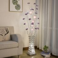 TangMengYun Modern LED Floor Lamp, Art Aluminum Standard Lamp for Dining Room Living Room Bedroom Bedside Lamp, Stylish Purple Flower Floor Lamp (20 150CM)