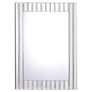 Tangkula 23.5 x 31.5 Wall Mirror Beveled Wood Frame Mirror Rectangle Bathroom Home Decor with Resin Diamond Mirror