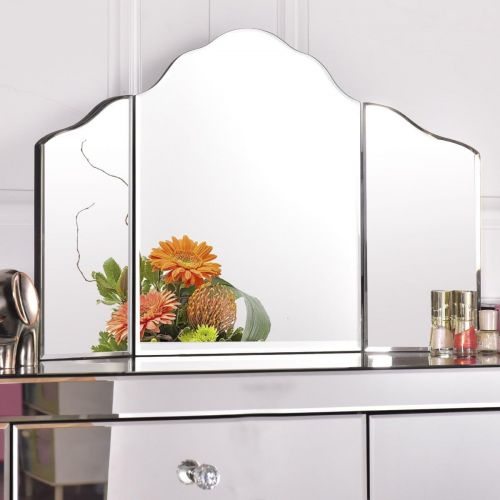  Tangkula Trifold Vanity Mirror, Tabletop Makeup Dressing Cosmetic Mirror with Beveled Edges