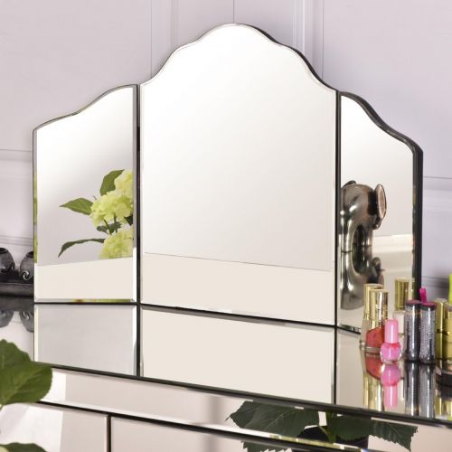  Tangkula Trifold Vanity Mirror, Tabletop Makeup Dressing Cosmetic Mirror with Beveled Edges