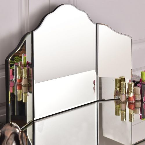  Tangkula Trifold Vanity Mirror, Tabletop Makeup Dressing Cosmetic Mirror with Beveled Edges