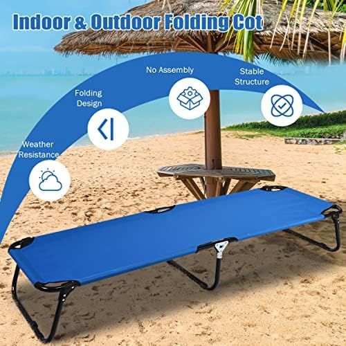  Tangkula Folding Camping Cot, Portable Camping Bed with Steel Frame, Elevated Travel Military Portable Cots Bed for Adults Kids, Indoor Outdoor Foldable Sleeping Cot for Nap, Beach