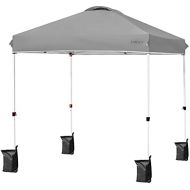 Tangkula Outdoor Pop up Canopy Tent, 6.6 x 6.6 FT Height Adjustable Commercial Instant Canopy w/ Portable Roller Bag, 4 Weight Bags, Outdoor Camping Sun Shelter for Camping, Party