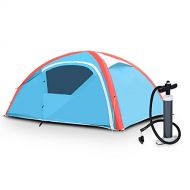 Tangkula Inflatable Tent, Camping Tent for Family, Instant Set Up in Minutes, Windproof and All Weather Resistant Lightweight Outdoor Tent with Hand Pump, Air Tent (2-3 Person)