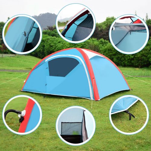  Tangkula Inflatable Tent, Camping Tent for Family, Instant Set Up in Minutes, Windproof and All Weather Resistant Lightweight Outdoor Tent with Hand Pump, Air Tent (2-3 Person)