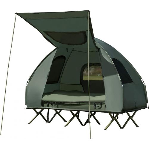  [아마존베스트]Tangkula 2-Person Outdoor Camping Tent Cot, Foldable Camping Tent with Air Mattress & Sleeping Bag, Waterproof Elevated Camping Tent with Carry Bag, Portable Camping Tent Cot