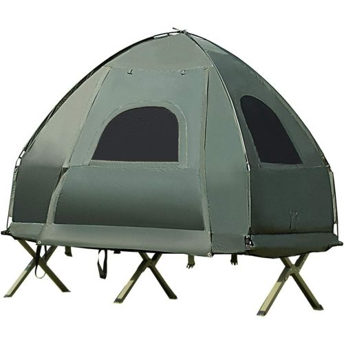  [아마존베스트]Tangkula 1-Person Tent Cot, Foldable Camping Tent with Air Mattress and Sleeping Bag, Elevated Camping Tent with Carry Bag, Portable Camping Tent Cot for Outdoor Hiking, Camping &