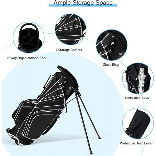 [아마존베스트]Tangkula Golf Stand Bag w/6 Way Divider Carry Organizer Pockets Storage