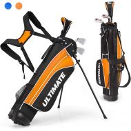 Tangkula Junior Complete Golf Club Set for Children Right Hand, Includes 3# Fairway Wood, 7# & 9# Irons, Putter, Head Cover, Golf Stand Bag, Perfect for Children, Kids