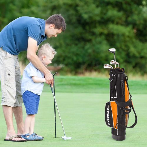  Tangkula Junior Complete Golf Club Set for Children Right Hand, Includes 3# Fairway Wood, 7# & 9# Irons, Putter, Head Cover, Golf Stand Bag, Perfect for Children, Kids