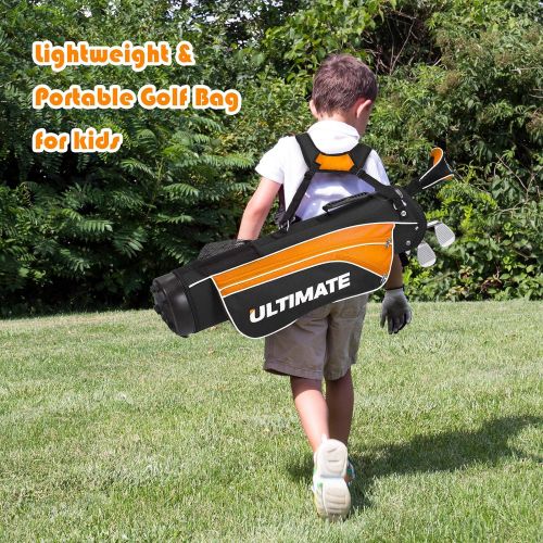  Tangkula Junior Complete Golf Club Set for Children Right Hand, Includes 3# Fairway Wood, 7# & 9# Irons, Putter, Head Cover, Golf Stand Bag, Perfect for Children, Kids