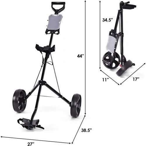  Tangkula Golf Push Pull Cart, Lightweight Foldable 2 Wheels Push Pull Golf Cart Trolley, Walking Push Golf Cart