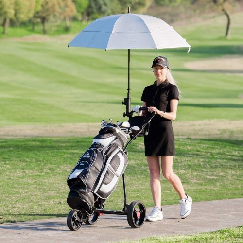  Tangkula Golf Push Cart, Lightweight Collapsible Golf Pull Cart, 3 Wheels Golf Trolley with Foot Brake Umbrella Holder & Cup Holder, Adjustable Handle and Storage Bag
