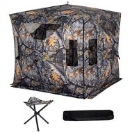Tangkula 78‘ Hunting Blind Outdoor Hunting Tent with Stool Set Pop Up Portable Includes Backpack Removable Camo Mesh Waterproof Hunting Blind Ten