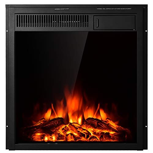  Tangkula 22.5 Inch Electric Fireplace Insert, Freestanding & Recessed Electric Fireplace Heater with Remote Control, Adjustable Heater, 7 Log Hearth Flame Settings for Home Room In