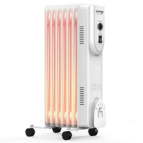 Tangkula 1500W Oil Filled Radiator Heater, Portable Space Heater Radiator with 3 Heat Settings, Adjustable Thermostat, Overheat Protection & Tip-Over Protection, Electric Oil Heate