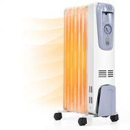 Tangkula Oil Filled Radiator Heater, 1500W Portable Space Heater Radiator with Adjustable Thermostat, 3 Heat Settings, Overheat & Tip-Over Protection, Electric Radiant Heater for I