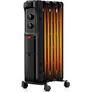 Tangkula Electric 1500W Oil Filled Radiator Heater, Space Heater Radiator with 3 Heat Settings, Adjustable Thermostat, Tip Over & Overheating Protection, Portable Radiator Heater f