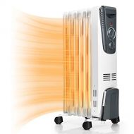 TANGKULA Electric Oil Heater, 1500W Oil Filled Radiator Heater w/ Tip-over and Overheating Protection, Portable Radiant Heater with Adjustable Thermostat, 3 Heating Modes for Home