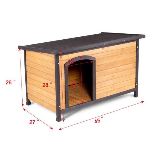  Tangkula Wooden Dog House Outdoor & Indoor Large Pet Shelter Pet House Home Extreme Weather Resistant Wood Log Cabin Dog House 2 Size Adjustable Feet (M/L)