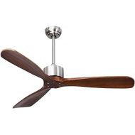 Tangkula 52 Ceiling Fan, Outdoor Indoor Ceiling Fan with Remote Control, 3 Solid Wood Blades, Noiseless Reversible Motor, 5-speed, Easy Install System (Nickel)