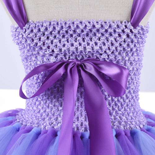  Tao-Ge Mermaid Tutu Dress with Headband Mermaid Dress for Girls Purple Tutu Dress Tulle Costume Outfit for Party,Cosplay 2T 4T 6T 8T
