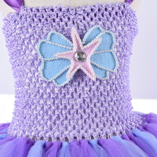  Tao-Ge Mermaid Tutu Dress with Headband Mermaid Dress for Girls Purple Tutu Dress Tulle Costume Outfit for Party,Cosplay 2T 4T 6T 8T
