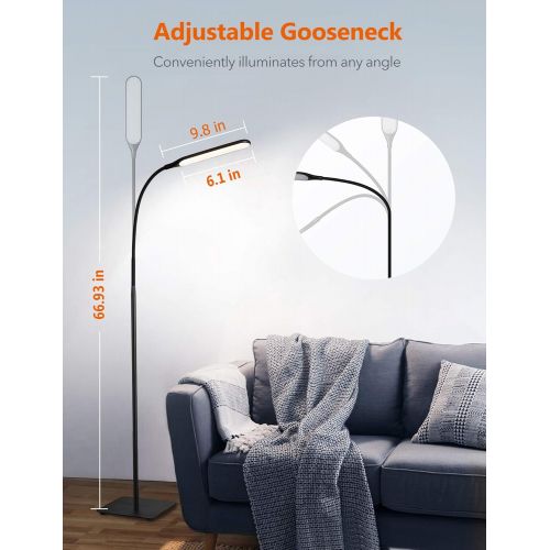  [아마존 핫딜]  [아마존핫딜]TaoTronics LED Floor Lamp, Modern Standing Light 4 Brightness Levels & 4 Colors Dimmable Adjustable Gooseneck Task Lighting for Bedroom Reading Piano Room Black