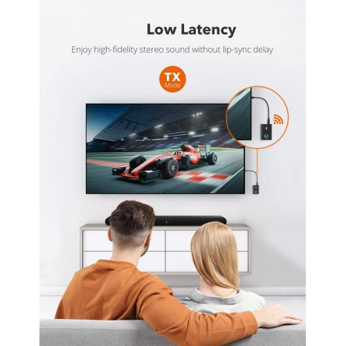  [아마존 핫딜]  [아마존핫딜]TaoTronics Bluetooth 5.0 Transmitter and Receiver, 2-in-1 Wireless 3.5mm Adapter (aptX Low Latency, 2 Devices Simultaneously, For TV/Home Sound System)