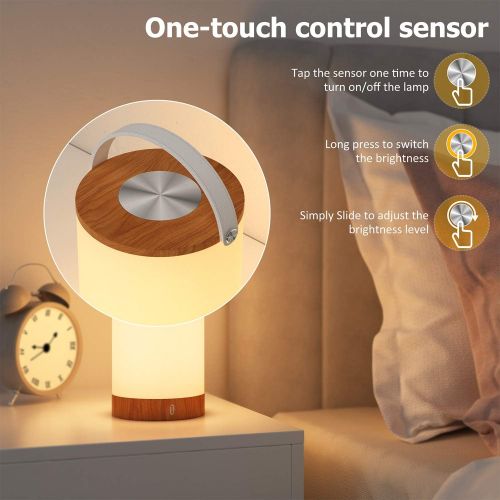  [아마존 핫딜] [아마존핫딜]TaoTronics Rechargeable Touch Sensor Bedside Lamp, LED Table Lamps for Bedroom with Internal Battery up to 110 Hours Operation, 3000-3500K Color Temperature